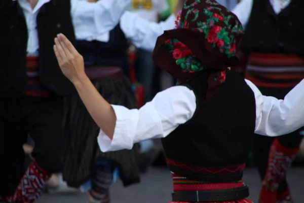 Serbian folk dance in a street festival