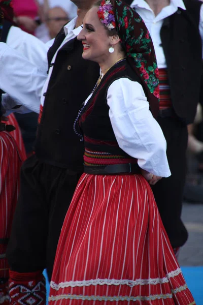 Danse Folklorique Serbe Dans Festival Rue — Photo