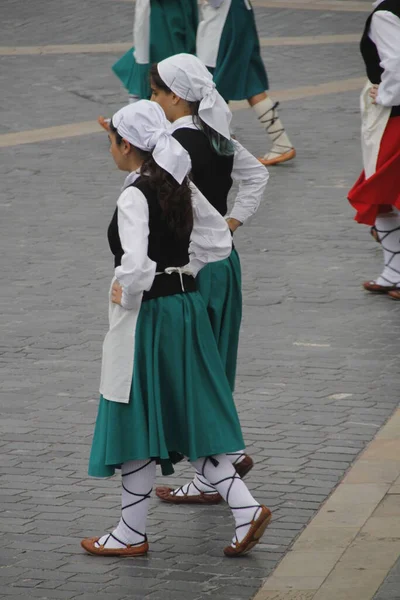 Exposition Danse Folklorique Basque Dans Festival Rue — Photo