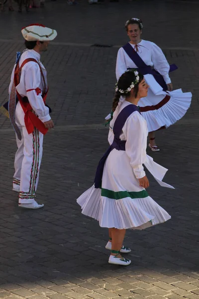 Baskická Lidová Taneční Výstava Pouličním Festivalu — Stock fotografie