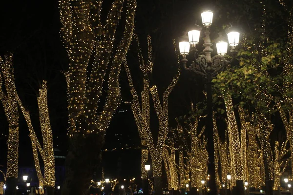 Sokakta Noel Işıkları — Stok fotoğraf