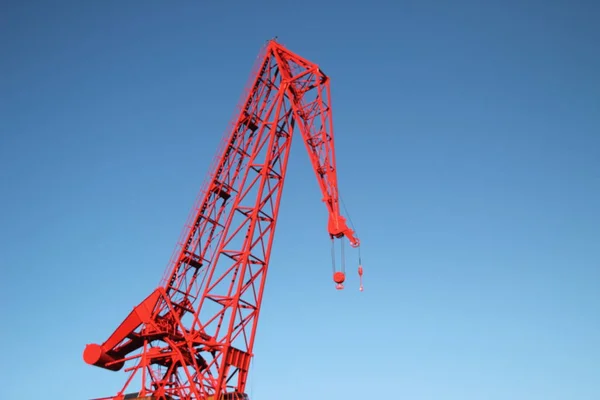 Red crane in the estuary of Bilbao