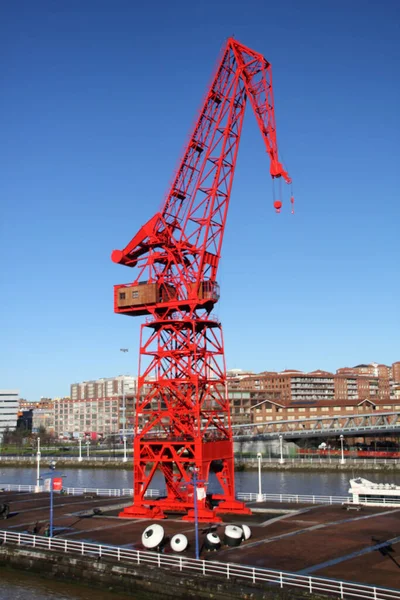 Red crane in the estuary of Bilbao