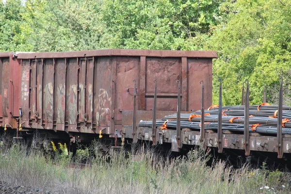 Godsvagnar Tågstation — Stockfoto