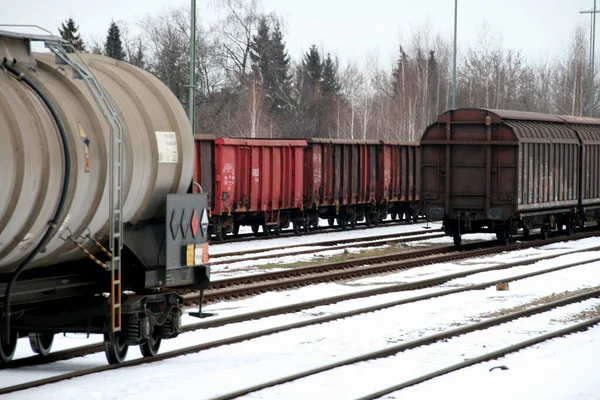 Godsvagnar Tågstation — Stockfoto