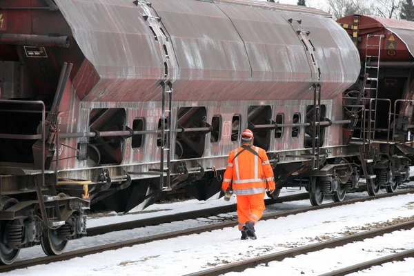 Tren Istasyonunda Yük Vagonları — Stok fotoğraf