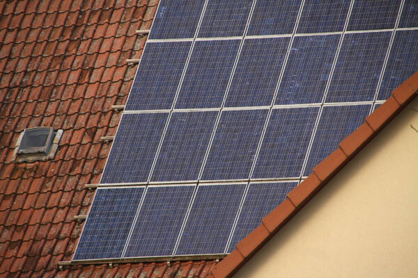 Solar panel on the roof of a house