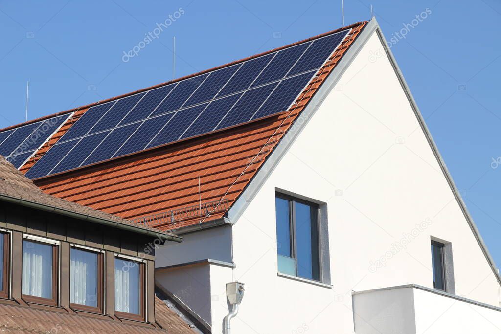 Solar panel on the roof of a house