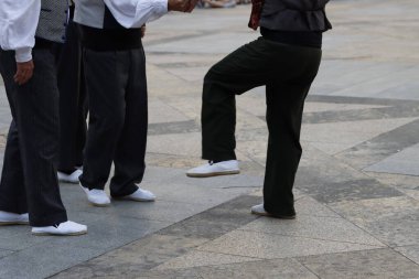 Açık hava festivalinde Bask halk dansçıları