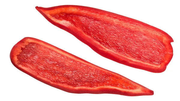 Chile Rojo Rodajas Pimiento Morrón Trozos Frescos Vista Superior — Foto de Stock