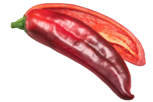 Red Hatch Chile Pepper Halved Top View Numex New Mexican — Stock Photo, Image