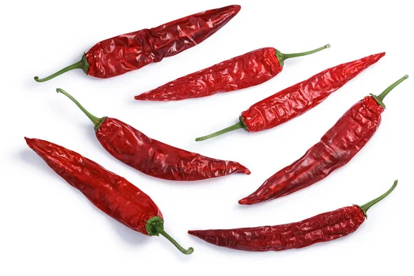 Dried Guajillo Chile Peppers Whole Pods Top View — Stock Photo, Image