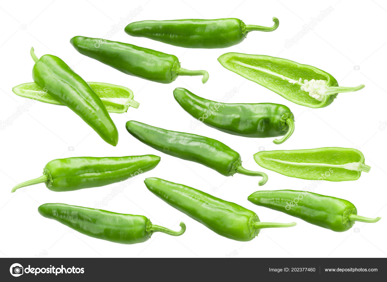 Numex Joe Parker Chile Peppers Whole Split Green Pods — Stock Photo