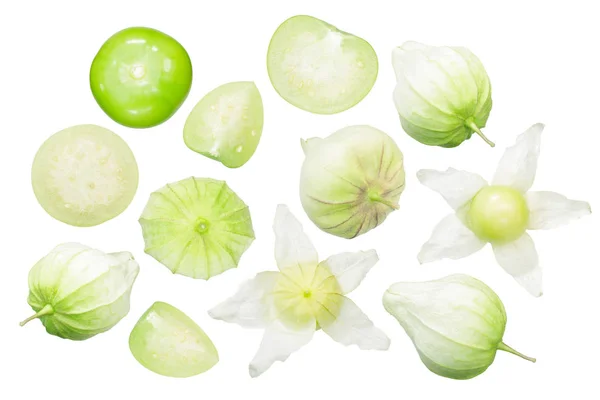 Tomatillos Або Томатним Мексиканські Лушпиння Фрукти Фізаліс Philadelphica Цілому Husked — стокове фото