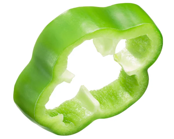 Green Bell Peppers Slice Cross Section Top Angle View — Stock Photo, Image