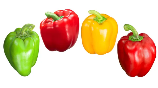 Poivrons Rouges Verts Jaunes Capsicum Annuum Gousses Entières — Photo