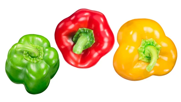 Rote Grüne Und Gelbe Paprika Paprika Annuum Ganze Schoten Von — Stockfoto