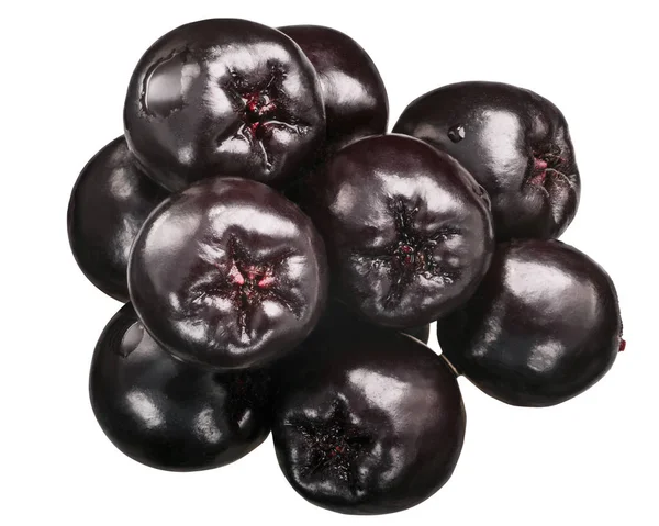 Chokeberries Pretas Aronia Melanocarpa Frutas Pilha Vista Superior — Fotografia de Stock