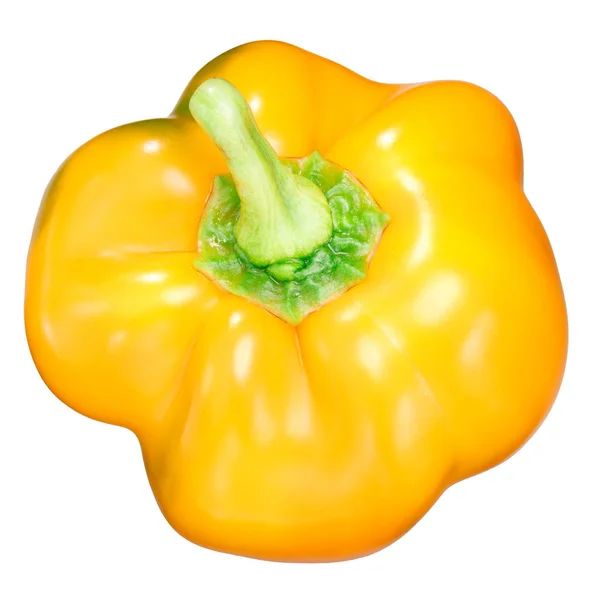 Golden Bell Pepper Capsicum Annuum Fruit Top View Calyx — Stok Foto