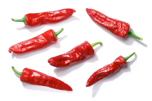 Χαλέπι Πιπεριού Capsicum Annuum Φρέσκα Υπερώριμα Ολόκληρα Λοβούς Top View — Φωτογραφία Αρχείου