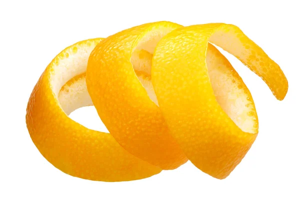 Skręcany Pasek Pomarańczowy Lub Dekoracja Łupiny Wyizolowana Białym — Zdjęcie stockowe