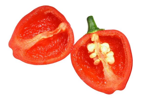 Μαλάουι Piquante Χιλή Πιπεριά Pepperdew Όταν Τουρσί Capsicum Baccatum Διχοτομημένα — Φωτογραφία Αρχείου