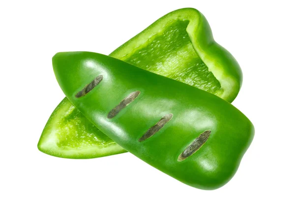 Grilled Fire Roasted Green Bell Pepper Slices Top View — Stock Photo, Image