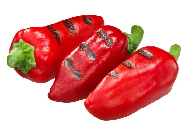 Κόκκινες Πιπεριές Ψημένες Στη Σχάρα Στη Φωτιά Ολόκληρες — Φωτογραφία Αρχείου