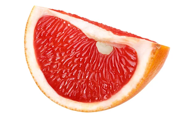 Grapefruitviertelscheibe Isoliert Auf Weißem Schattenlosem Papier — Stockfoto