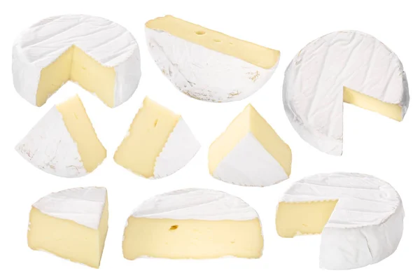 Camemebert peynir parçaları ve tekerlekler, yollar — Stok fotoğraf