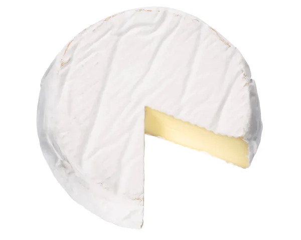 Camemebert cheese wheel, top, paths — Stock Photo, Image