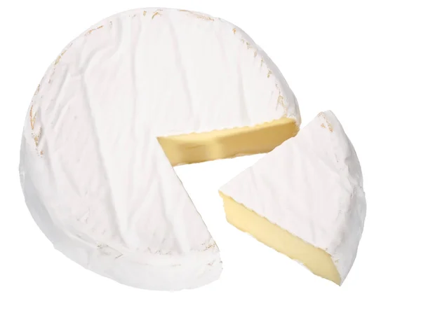 Rueda de queso Camemebert, arriba, caminos — Foto de Stock