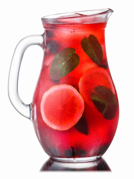 Iced blueberry mint lemonade pitcher, paths — Stock Photo, Image