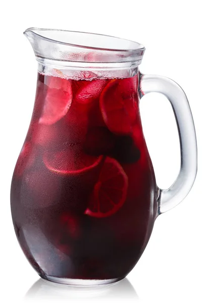 Iced cherrylemonade jug, paths — Stock Photo, Image