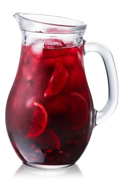 Iced pomegranate lemonade jug, paths — Stock Photo, Image