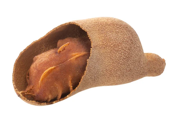 Tamarind pod t. indica cracking, isolato — Foto Stock