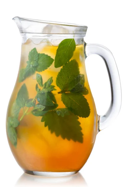 Iced herbal tea jug, paths — Stock Photo, Image