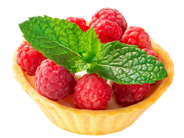 Raspberry tart dessert, paths — Stock Photo, Image