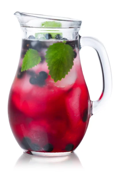 Blackcurrant mellisa iced drink pitcher, paths — Stock Photo, Image