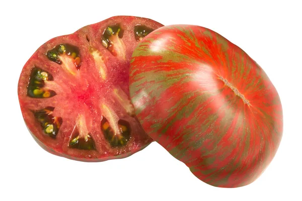 Berkeley Tie Dye Heredera Tomate Aislado Fruta Madura Mitad —  Fotos de Stock