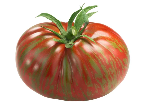 Berkeley Tie Dye Heirloom Tomato Ізольований Повний Стиглий Фрукт — стокове фото