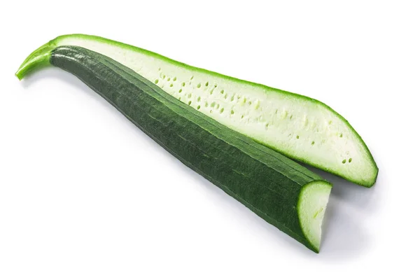 Frische Unreife Luffa Luffa Acutangula Pepo Frucht Halbiert Isoliert Mit — Stockfoto