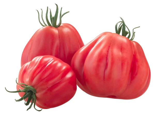Tlacolula Tomates Com Nervuras Frutos Solanum Lycopersicum Isolados — Fotografia de Stock
