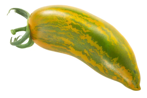 Green Sausage Heirloom Tomato Solanum Lycopersicum Fruit Isolated — Stock Photo, Image