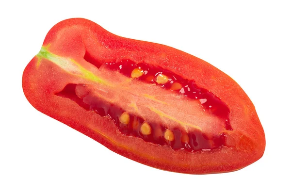 Neapel Finger Italienisches Erbstück Tomatenhälfte Isoliert Ansicht Von Oben — Stockfoto