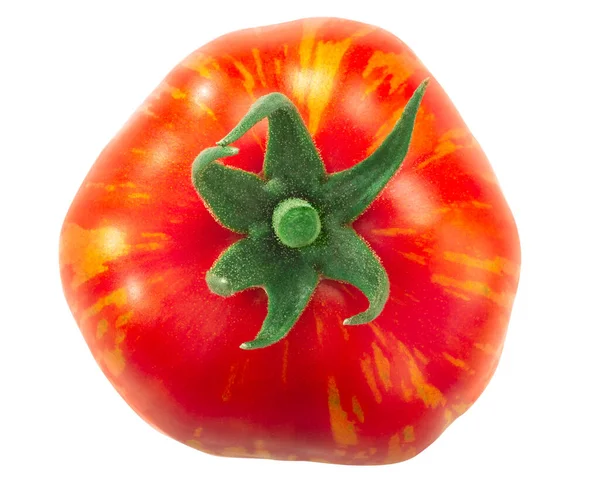 Listrado Stuffer Heirloom Tomate Frutas Inteiras Isolado Vista Superior — Fotografia de Stock