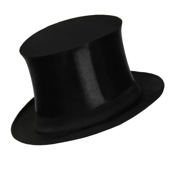 Μαύρο Καπέλο Κορυφή Που Απομονώνονται Λευκό Φόντο — Φωτογραφία Αρχείου