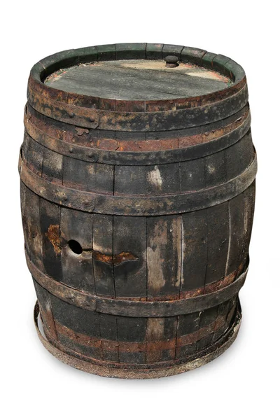 Old Wine Barrel Isolated White Background — Stock Photo, Image