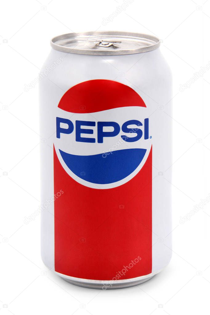Nachod, Czech Republic October 22 2018: photo of Pepsi can on White Background. Pepsi Company