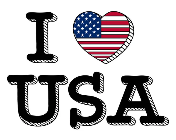 Love Usa Zászló Vektoros Illusztráció Jogdíjmentes Stock Vektorok